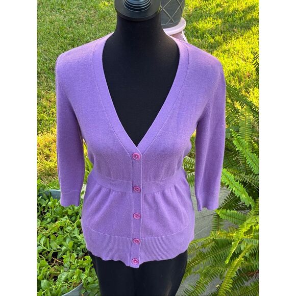 Ann Taylor SZ S Lilac Purple Wool Blend Button Down Cardigan Sweater - Picture 6 of 6